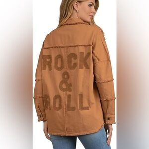 NWT Elan Rock & Roll Camel woman's Shacket Devan in size XS oversized relax fit